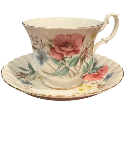 Vintage Flowers Royal Albert Floral Teacup and Saucer Set