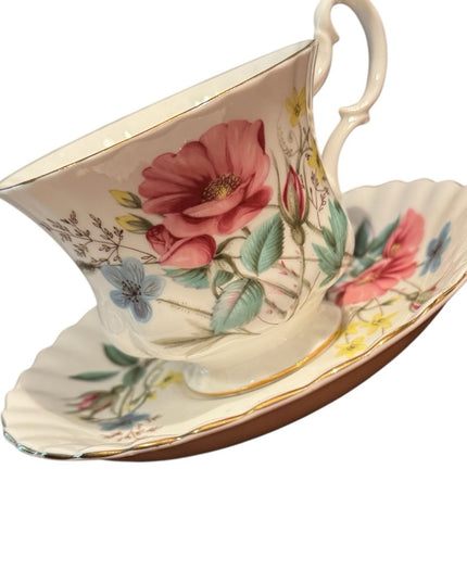 Vintage Flowers Royal Albert Floral Teacup and Saucer Set