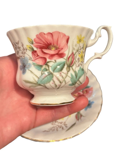 Vintage Flowers Royal Albert Floral Teacup and Saucer Set