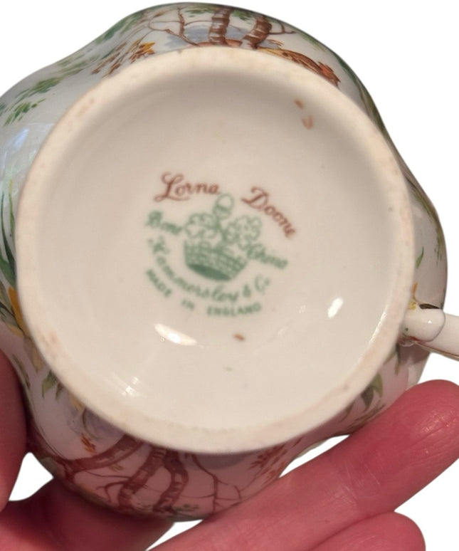 Vintage Hammersley Lorna Doone Bone China Teacup & Saucer Set floral trees