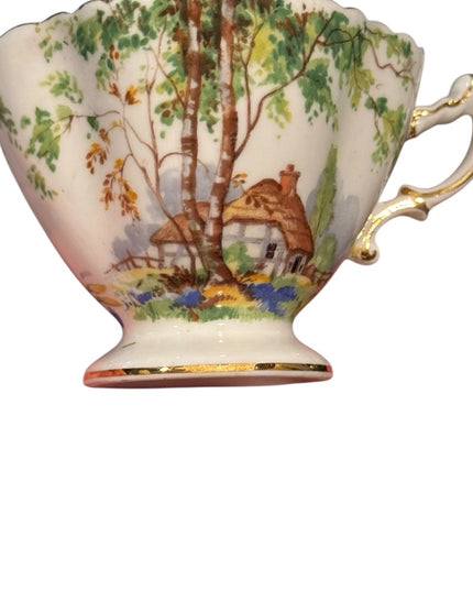 Vintage Hammersley Lorna Doone Bone China Teacup & Saucer Set floral trees