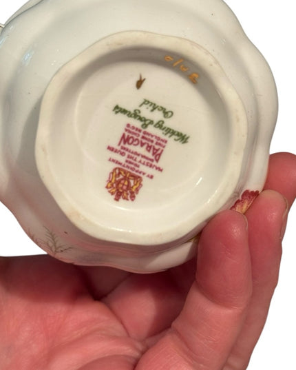 Paragon Teacup & Saucer Wedding Bouquets Orchid Flower Pattern floral bone