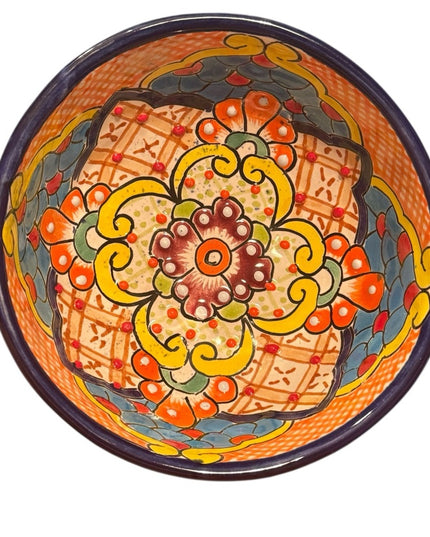 Talavera Mexican Pottery MultiColor Salsa Bowls with Legs Colorful Pottery SET 3