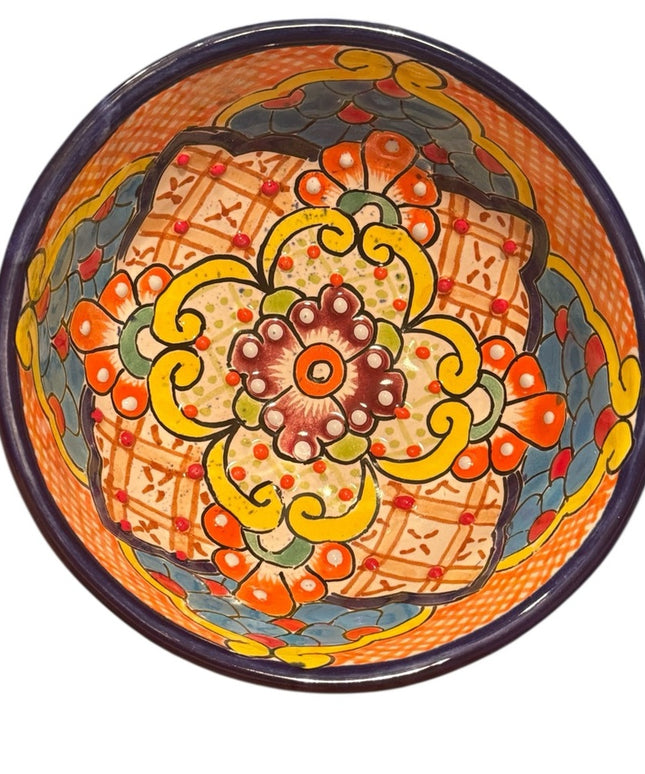 Talavera Mexican Pottery MultiColor Salsa Bowls with Legs Colorful Pottery SET 3