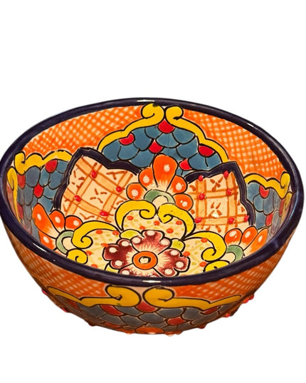 Talavera Mexican Pottery MultiColor Salsa Bowls with Legs Colorful Pottery SET 3