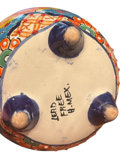 Talavera Mexican Pottery MultiColor Salsa Bowls with Legs Colorful Pottery SET 3