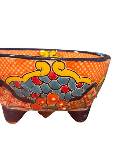 Talavera Mexican Pottery MultiColor Salsa Bowls with Legs Colorful Pottery SET 3