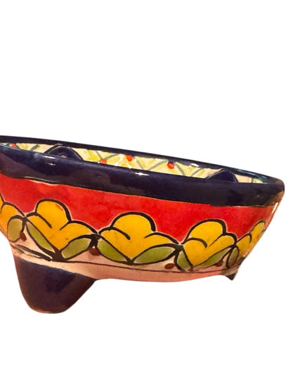 Talavera Mexican Pottery MultiColor Salsa Bowls with Legs Colorful Pottery SET 3