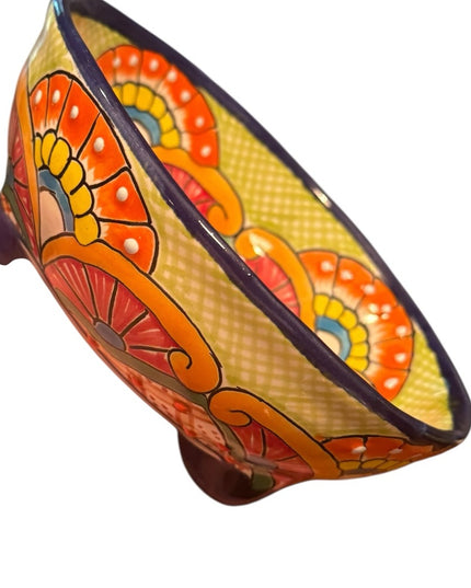 Talavera Mexican Pottery MultiColor Salsa Bowls with Legs Colorful Pottery SET 3
