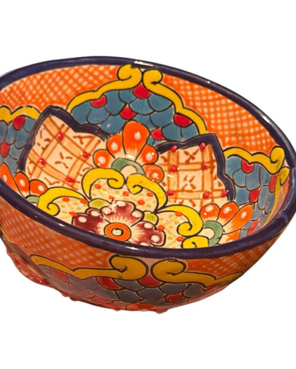 Talavera Mexican Pottery MultiColor Salsa Bowls with Legs Colorful Pottery SET 3