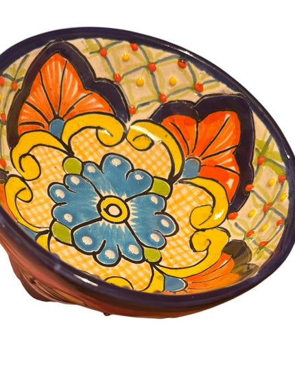 Talavera Mexican Pottery MultiColor Salsa Bowls with Legs Colorful Pottery SET 3