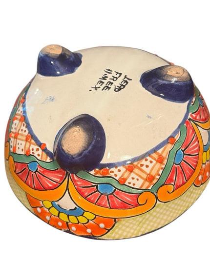 Talavera Mexican Pottery MultiColor Salsa Bowls with Legs Colorful Pottery SET 3