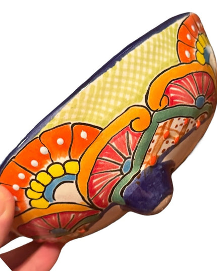Talavera Mexican Pottery MultiColor Salsa Bowls with Legs Colorful Pottery SET 3
