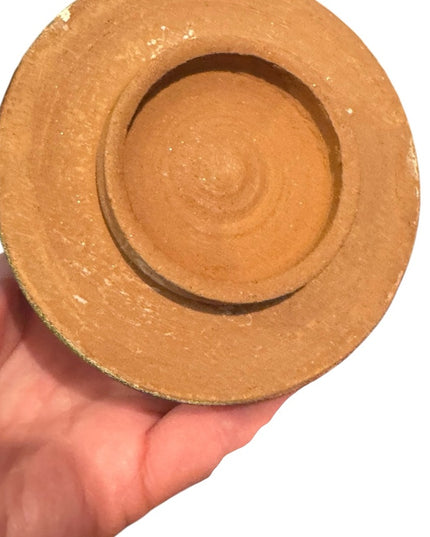 Artistic Handmade Pottery Ceramic Sage Green Urn Trinket Floral Design