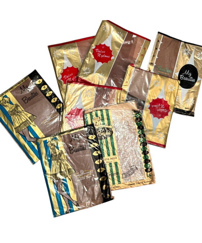 8 PC LOT 1960s Thigh High NEW Stockings Seamless Patricia Asstd Size Vintage