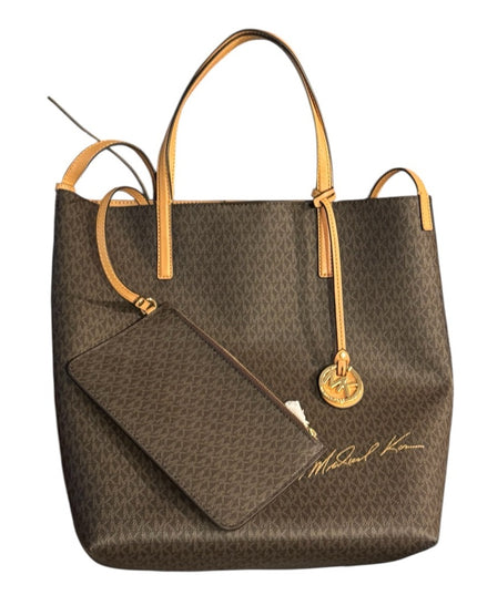Michael Kors Brown and Tan Monogram Hayley LG Tote Set NWOT