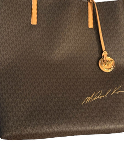 Michael Kors Brown and Tan Monogram Hayley LG Tote Set NWOT