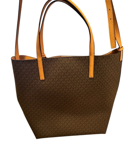 Michael Kors Brown and Tan Monogram Hayley LG Tote Set NWOT