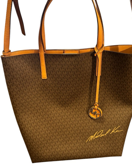 Michael Kors Brown and Tan Monogram Hayley LG Tote Set NWOT