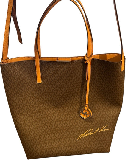 Michael Kors Brown and Tan Monogram Hayley LG Tote Set NWOT