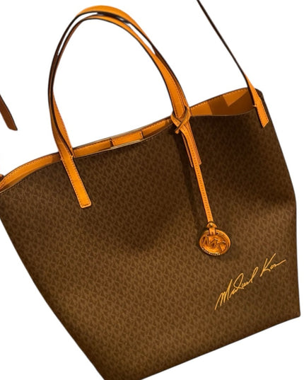 Michael Kors Brown and Tan Monogram Hayley LG Tote Set NWOT