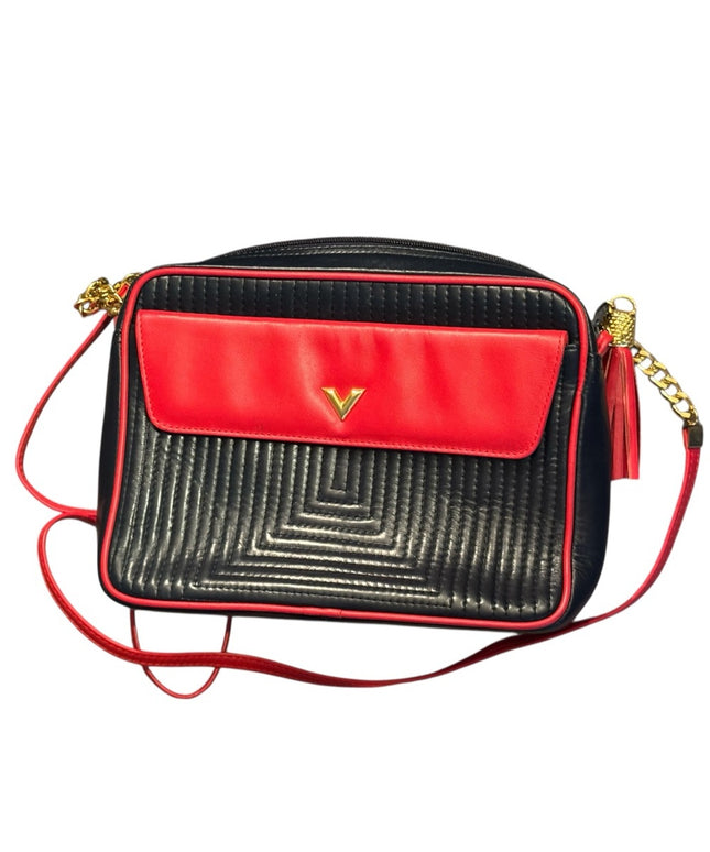 Valentino Stunning Red & Blue Nautical Italy Crossbody Shoulder Leather Purse