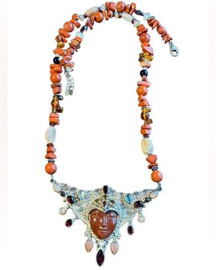RARE Sajen 925 sterling silver 925 Gemstone fancy goddess necklace