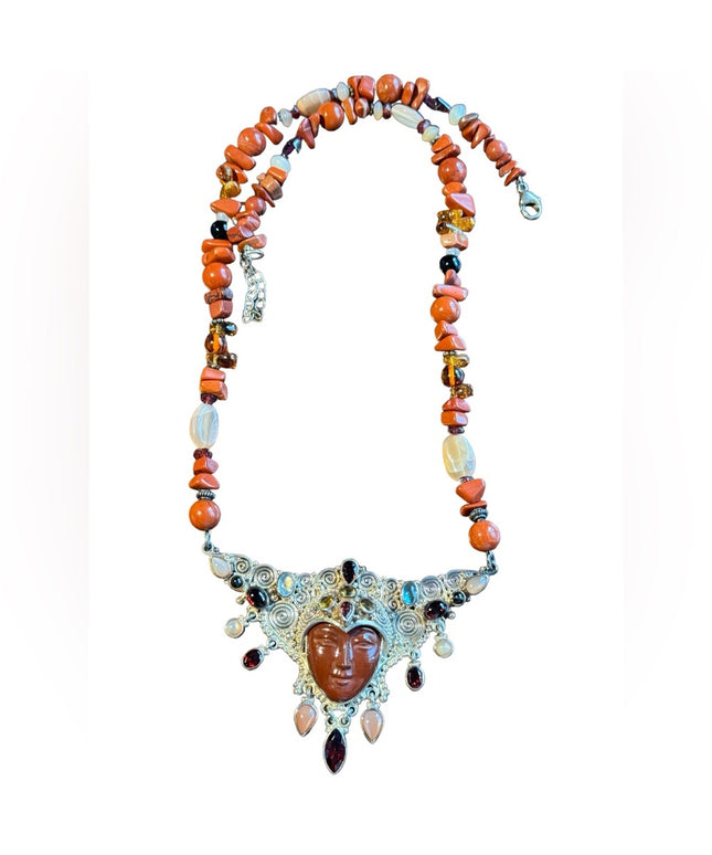 RARE Sajen 925 sterling silver 925 Gemstone fancy goddess necklace