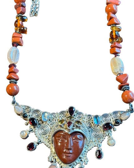 RARE Sajen 925 sterling silver 925 Gemstone fancy goddess necklace