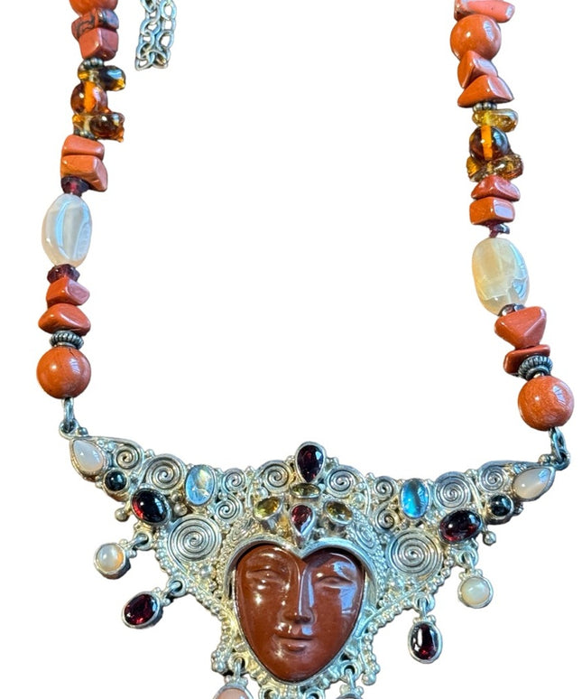 RARE Sajen 925 sterling silver 925 Gemstone fancy goddess necklace