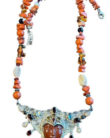 RARE Sajen 925 sterling silver 925 Gemstone fancy goddess necklace