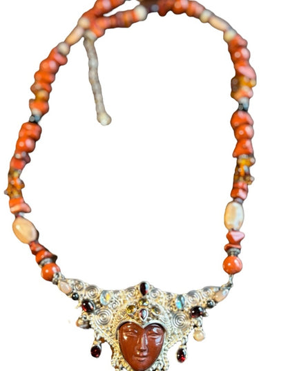 RARE Sajen 925 sterling silver 925 Gemstone fancy goddess necklace