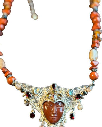 RARE Sajen 925 sterling silver 925 Gemstone fancy goddess necklace