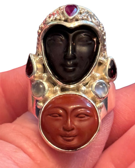- RARE Sajen Sterling silver ring goddess Red Jasper & semi precious stone…