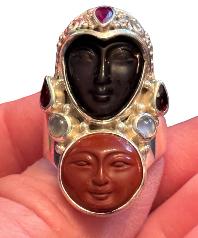 - RARE Sajen Sterling silver ring goddess Red Jasper & semi precious stone…