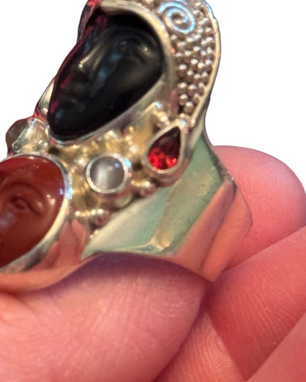 - RARE Sajen Sterling silver ring goddess Red Jasper & semi precious stone…