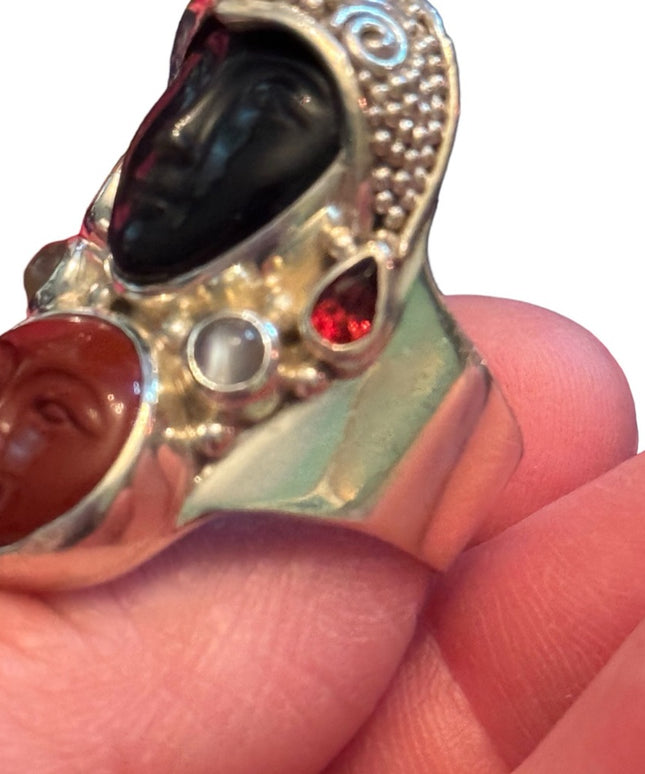 - RARE Sajen Sterling silver ring goddess Red Jasper & semi precious stone…