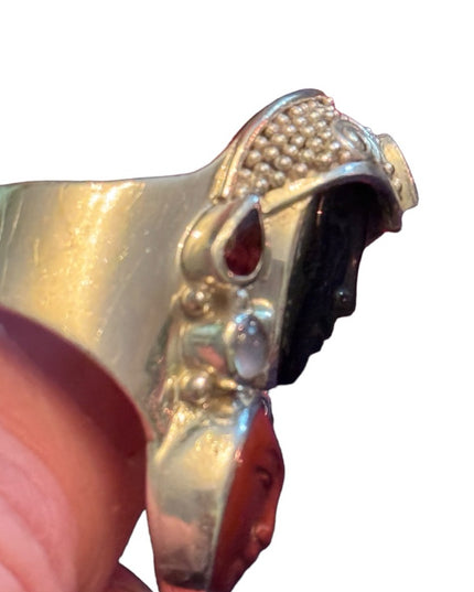 - RARE Sajen Sterling silver ring goddess Red Jasper & semi precious stone…
