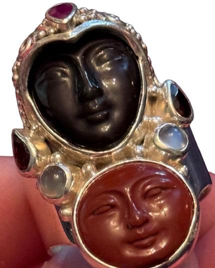 - RARE Sajen Sterling silver ring goddess Red Jasper & semi precious stone…