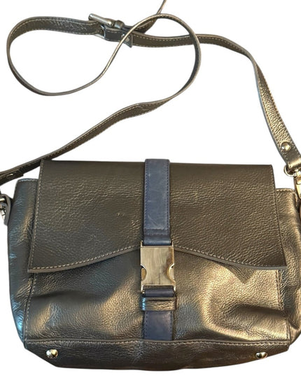 Elegant Alberta Di Canio Silver Metalic & Blue Leather Purse Clutch  Bag Italy