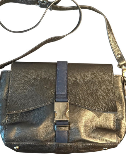 Elegant Alberta Di Canio Silver Metalic & Blue Leather Purse Clutch  Bag Italy