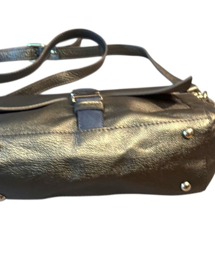 Elegant Alberta Di Canio Silver Metalic & Blue Leather Purse Clutch  Bag Italy