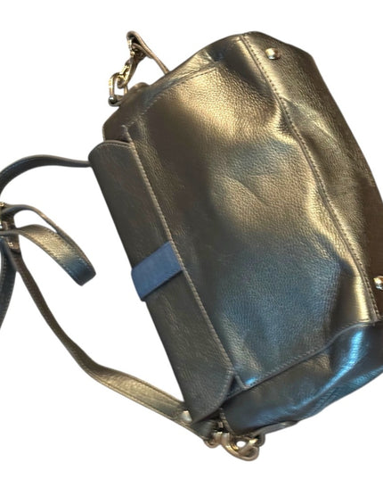Elegant Alberta Di Canio Silver Metalic & Blue Leather Purse Clutch  Bag Italy