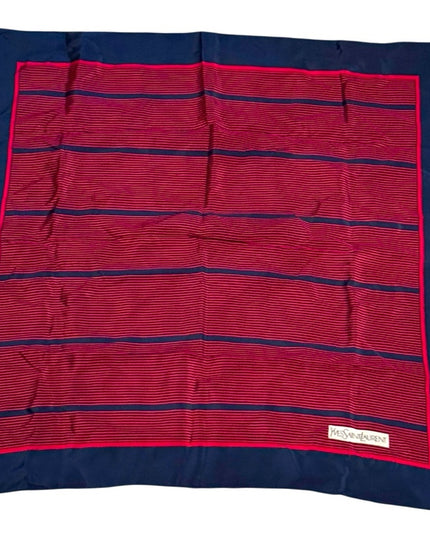 Yves Saint Laurent Vintage Red and Blue Striped SIlK Scarf