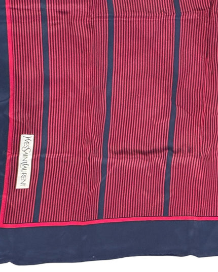 Yves Saint Laurent Vintage Red and Blue Striped SIlK Scarf