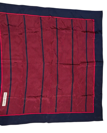 Yves Saint Laurent Vintage Red and Blue Striped SIlK Scarf