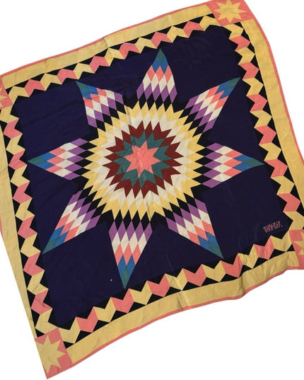 MUSEUM OF AMERICAN FOLK ART Silk Colorful Star Pattern Quilt Scarf
