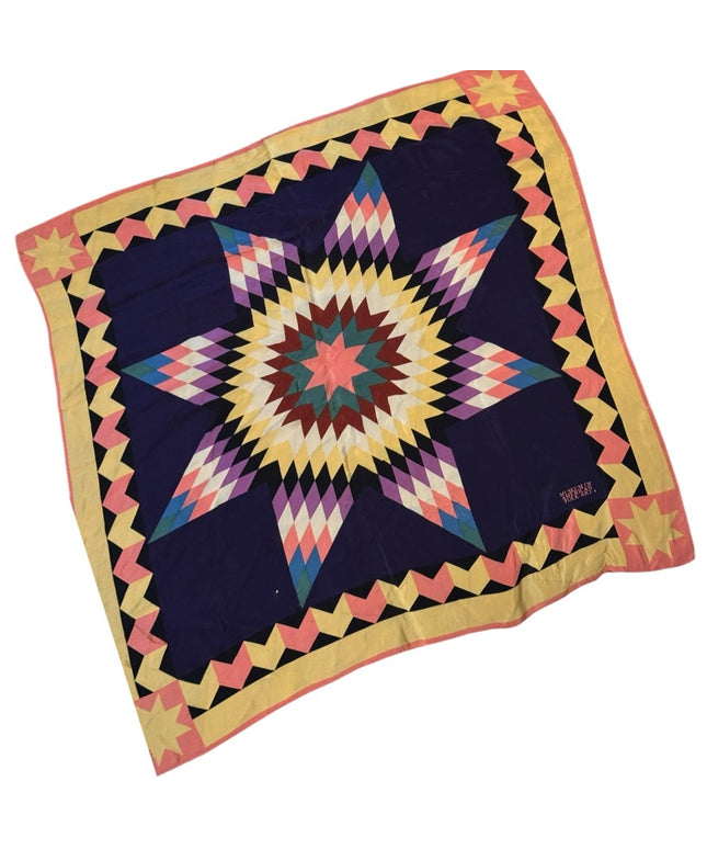 MUSEUM OF AMERICAN FOLK ART Silk Colorful Star Pattern Quilt Scarf