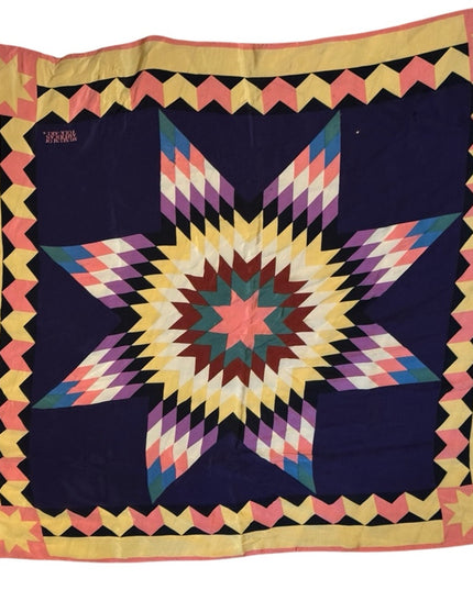 MUSEUM OF AMERICAN FOLK ART Silk Colorful Star Pattern Quilt Scarf