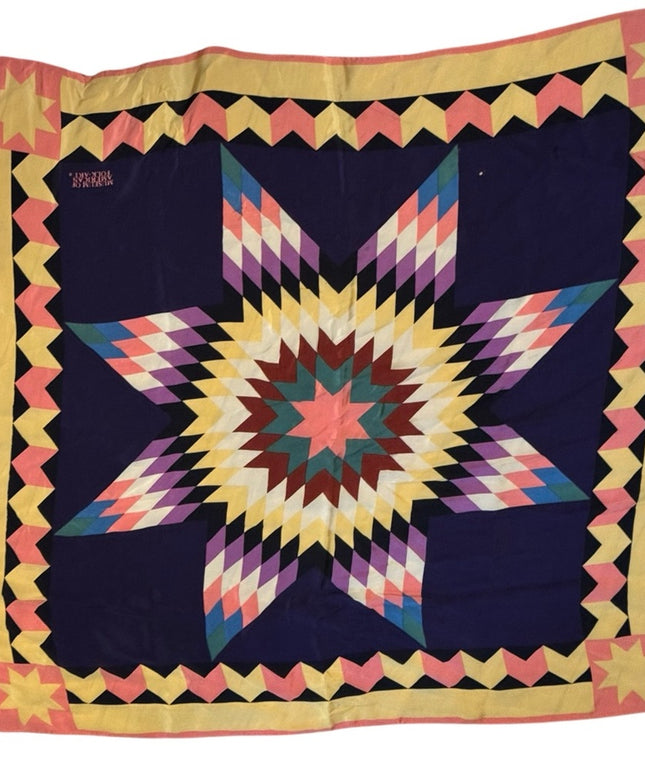 MUSEUM OF AMERICAN FOLK ART Silk Colorful Star Pattern Quilt Scarf